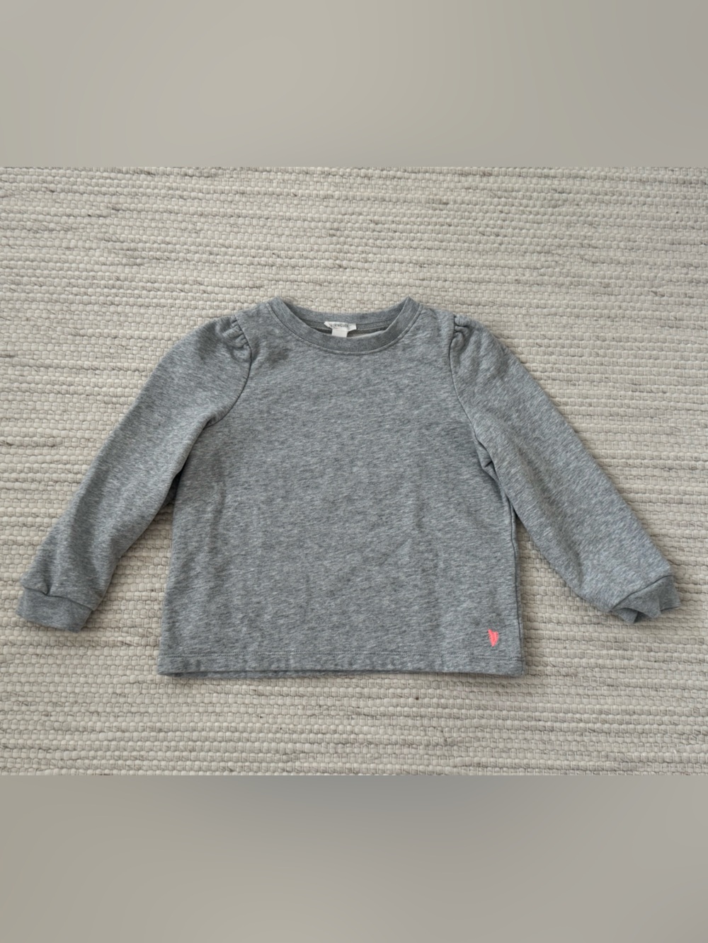 Girls CREWCUTS Grey Puff Sleeve Sweatshirt - Size Small 5-6 years